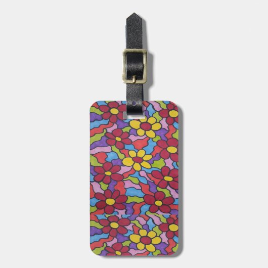 Rainbow-Blume-Muster  Gepäckanhänger (Vorderseite vertikal)