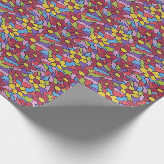 Rainbow-Blume-Muster  Geschenkpapier (Ecke)