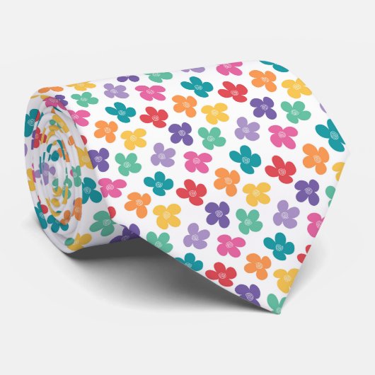 Rainbow-Blume-Muster Krawatte (Gerollt)