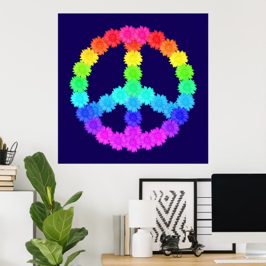 Rainbow Blume Peace Sign Poster (Heimbüro)