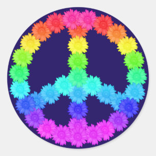 Rainbow Blume Peace Sign Sticker