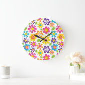 Rainbow Blume Power Hippie Retro Teens Geschenke Große Wanduhr (Zuhause)