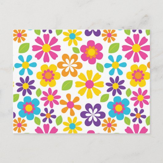 Rainbow Blume Power Hippie Retro Teens Geschenke Postkarte (Vorderseite)