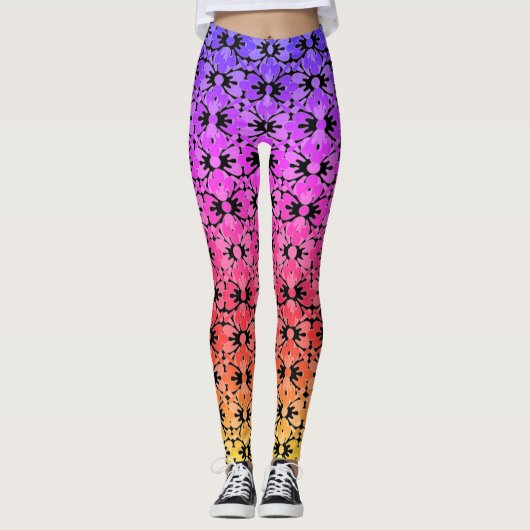 Rainbow Blume Power Leggings (Vorderseite)