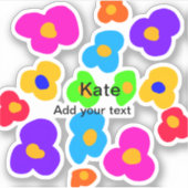 Rainbow Blume Pride Liebe hinzufügen Namenstext lq Aufkleber (Vorderseite)