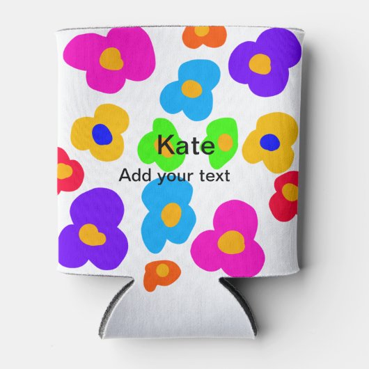 Rainbow Blume Pride Liebe hinzufügen Namenstext lq Dosenkühler (Vorderseite)