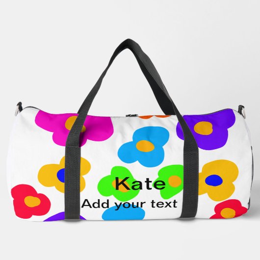 Rainbow Blume Pride Liebe hinzufügen Namenstext lq Duffle Bag (Vorderseite)