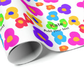 Rainbow Blume Pride Liebe hinzufügen Namenstext lq Geschenkpapier (Rolleneckpunkt)