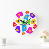 Rainbow Blume Pride Liebe hinzufügen Namenstext lq Große Wanduhr (Zuhause)