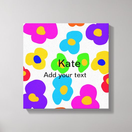 Rainbow Blume Pride Liebe hinzufügen Namenstext lq Leinwanddruck (Vorderseite)