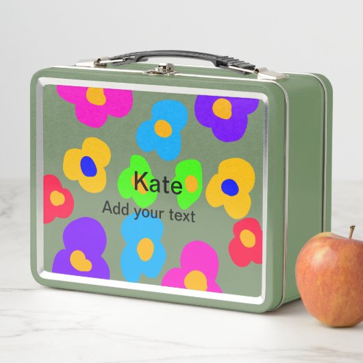 Rainbow Blume Pride Liebe hinzufügen Namenstext lq Metall Brotdose (Beispiel)