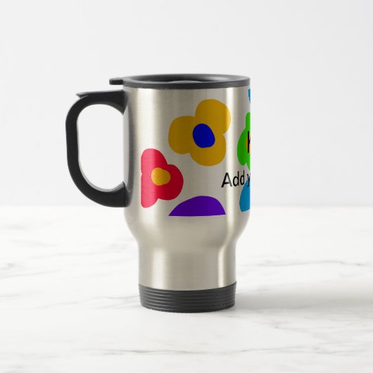 Rainbow Blume Pride Liebe hinzufügen Namenstext lq Reisebecher (Links)