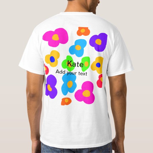 Rainbow Blume Pride Liebe hinzufügen Namenstext lq T-Shirt (Rückseite)