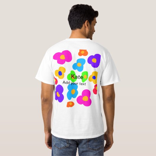 Rainbow Blume Pride Liebe hinzufügen Namenstext lq T-Shirt (Schwarz voll)