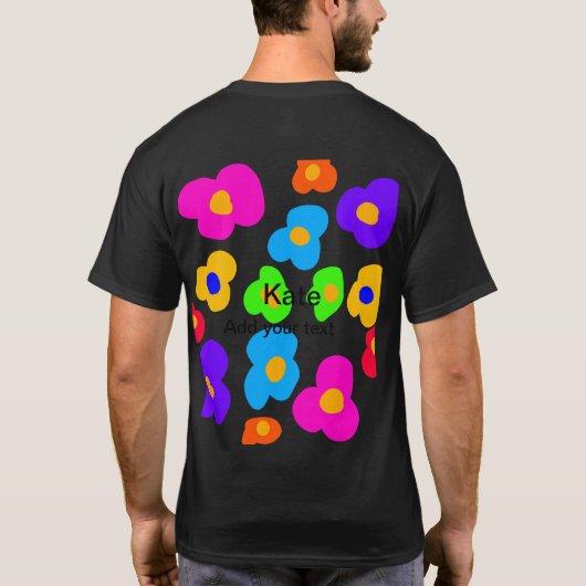 Rainbow Blume Pride Liebe hinzufügen Namenstext lq T-Shirt (Rückseite)