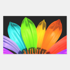 Rainbow-Blume Rechteckiger Aufkleber