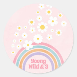 Rainbow Blume Retro Birthday Party Stickers