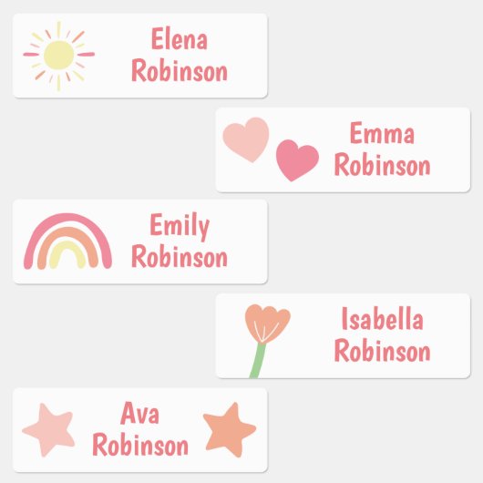 Rainbow Blume Star School Daycare Labels Etiketten (Gruppe)