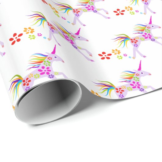 RAINBOW BLUME UNICORN VECTOR PATTERN GESCHENKPAPIER (Rolleneckpunkt)