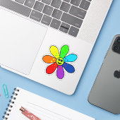 Rainbow-Blume Vinyl-Sticker Aufkleber (Laptop mit iPhone)