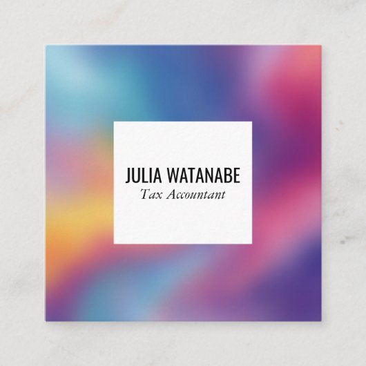 Rainbow Blur Minimalist Modern QRCode Social Media Quadratische Visitenkarte (Vorderseite)