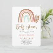 Rainbow Blush pink boho Baby Showgirl Einladung (Stehend Vorderseite)