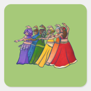 Rainbow Bly Dancer Art Bly Tanz Quadratischer Aufkleber