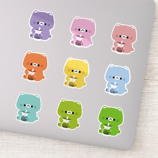 Rainbow Boba Cat Aufkleber (Detail)