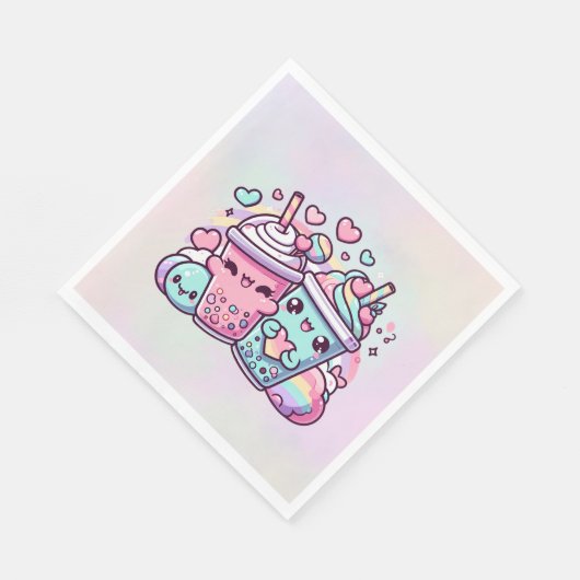 Rainbow Boba Napkins Serviette (Ecke)