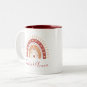 Rainbow Bohemisch Terracotta Calligraphy Teacher Zweifarbige Tasse (Vorderseite Links)