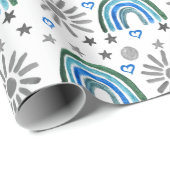Rainbow Boho 1st Birthday Baby Shower Boy Geschenkpapier (Rolleneckpunkt)