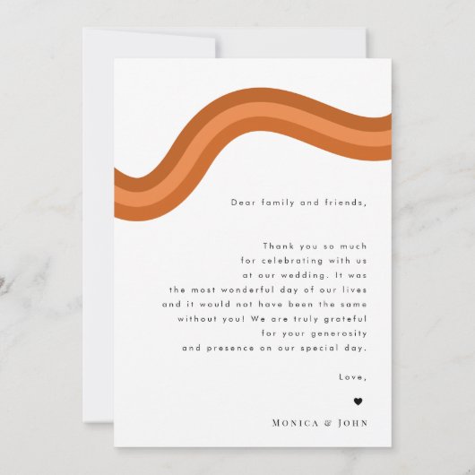 Rainbow Boho Arch Foto Retro Script 70er Wedding Dankeskarte (Rückseite)