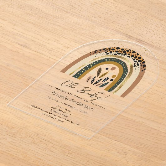 Rainbow Boho Baby Shower Acryleinladungen (Ablage )