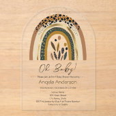 Rainbow Boho Baby Shower Acryleinladungen (Vorderseite)