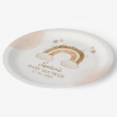 Rainbow Boho Baby Shower Gender Neutral Pappteller (Schrägansicht)