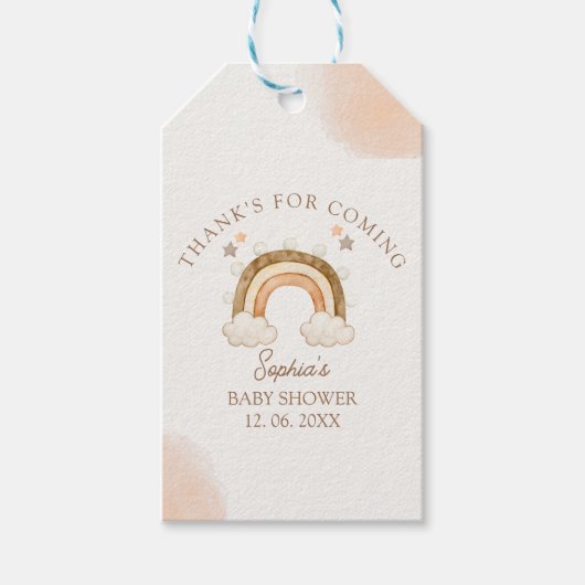 Rainbow Boho Baby Shower  Geschenkanhänger (Vorderseite)