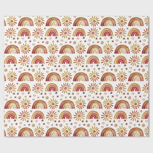 Rainbow Boho Birthday Baby Shower Gender Neutral Geschenkpapier (Flach)