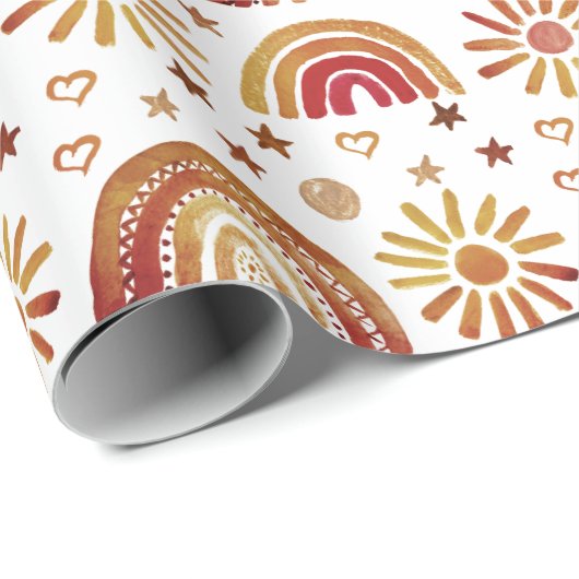 Rainbow Boho Birthday Baby Shower Gender Neutral Geschenkpapier (Rolleneckpunkt)