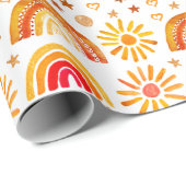 Rainbow Boho Birthday Baby Shower Gender Neutral Geschenkpapier (Rolleneckpunkt)