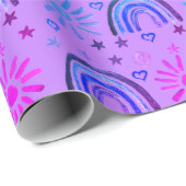 Rainbow Boho Birthday Baby Shower Girl Geschenkpapier (Rolleneckpunkt)