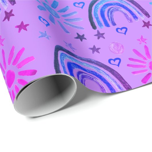 Rainbow Boho Birthday Baby Shower Girl Geschenkpapier (Rolleneckpunkt)