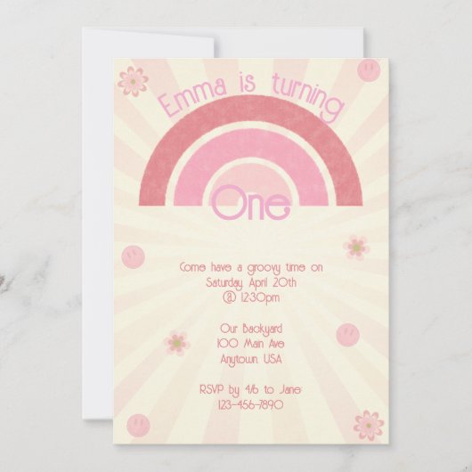 Rainbow Boho Birthday Einladung (Vorderseite)