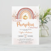 Rainbow Boho Ein kleines Pumpkin Fall Baby Dusche Einladung (Stehend Vorderseite)
