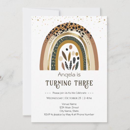 Rainbow Boho Einladung (Vorderseite)