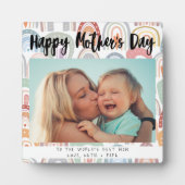Rainbow Boho Foto Calligraphy Mother's Day Gift Fotoplatte (Vorderseite)