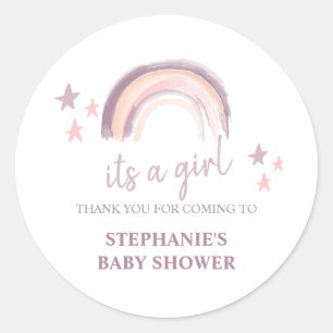 Rainbow Boho It's a Girl Baby Shower Danke Runder Aufkleber