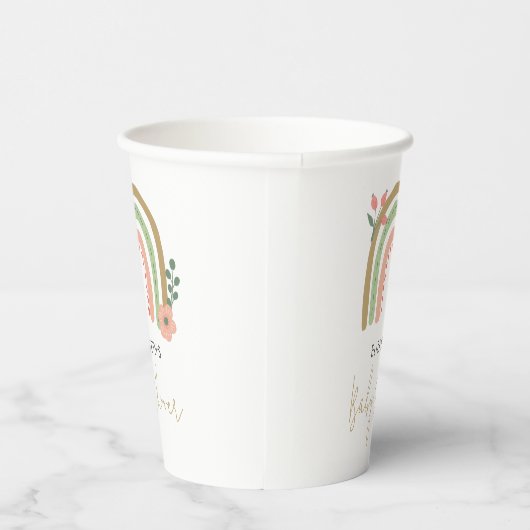 Rainbow Boho Kinderdusche Geruchte Farben Erde Nie Pappbecher (Rechts)