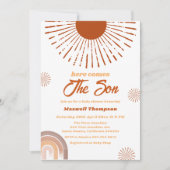 Rainbow Boho kommt hier zur Son Baby Dusche Einladung (Vorderseite)