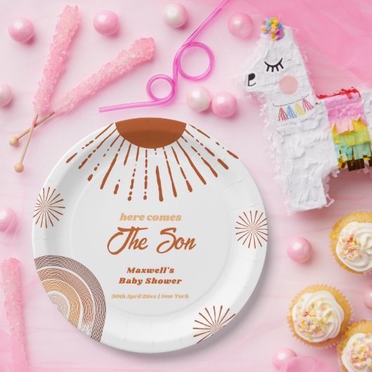 Rainbow Boho kommt hier zur Son Baby Dusche Pappteller (Party)