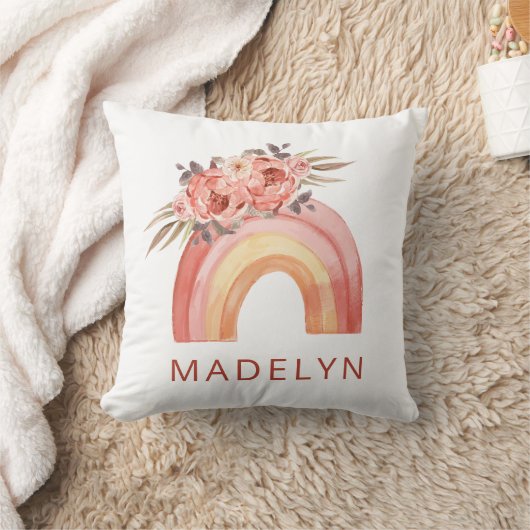 Rainbow Boho mit Blume Neutral Kissen (Decke)